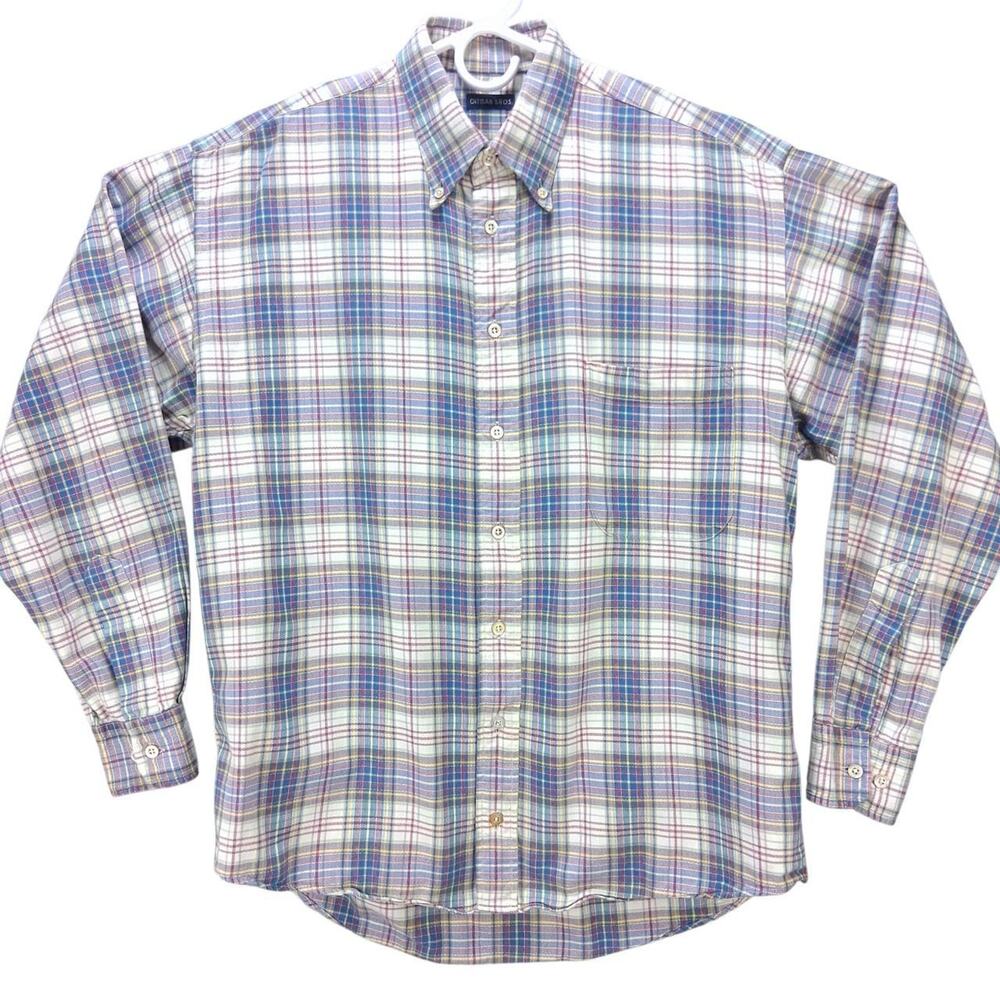 Mens Vintage gitman bros long sleeve button up plaid shirt sz M Medium